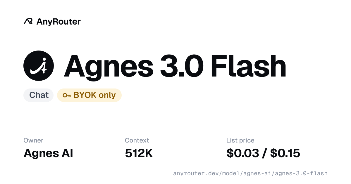 Agnes 3.0 Flash share card