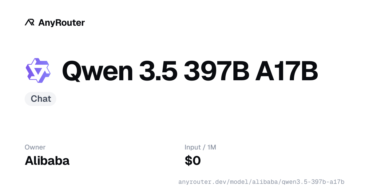 Qwen 3.5 397B A17B share card
