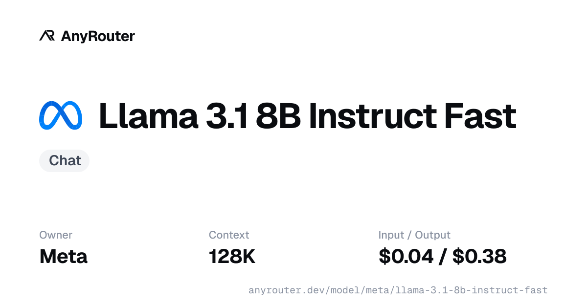 Llama 3.1 8B Instruct Fast share card