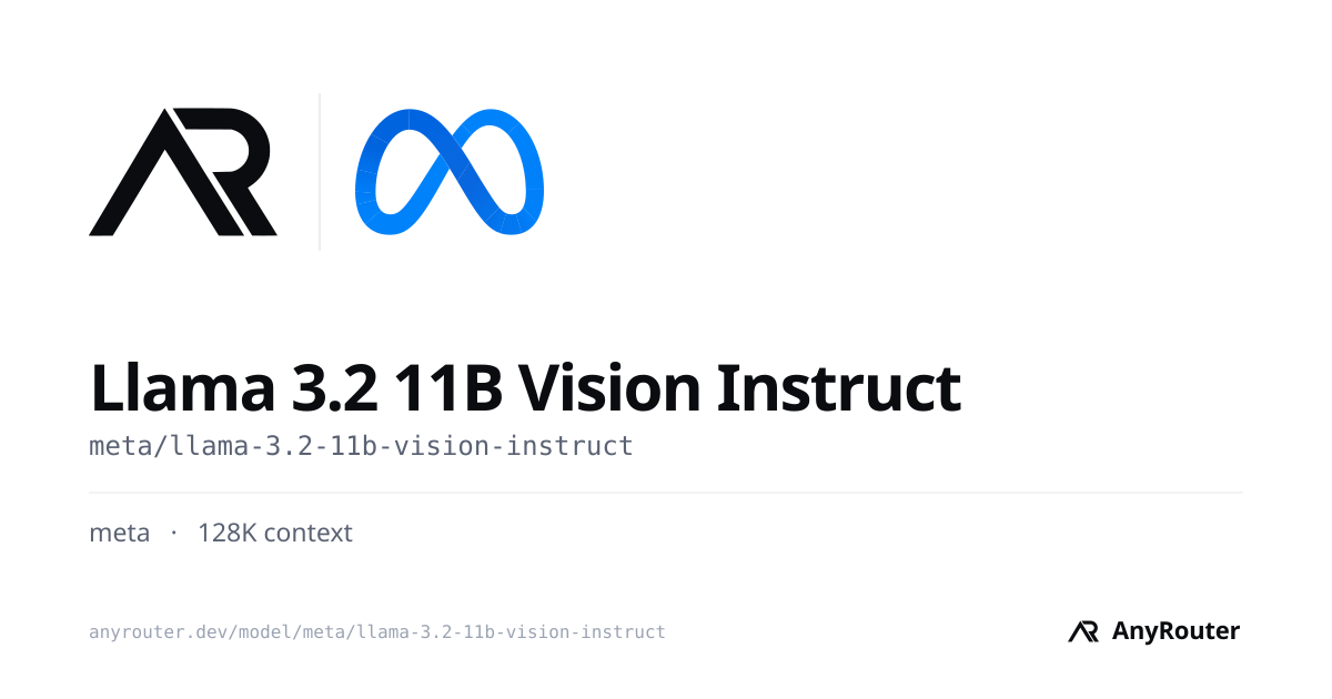 Llama 3.2 11B Vision Instruct · meta · pricing & API — AnyRouter