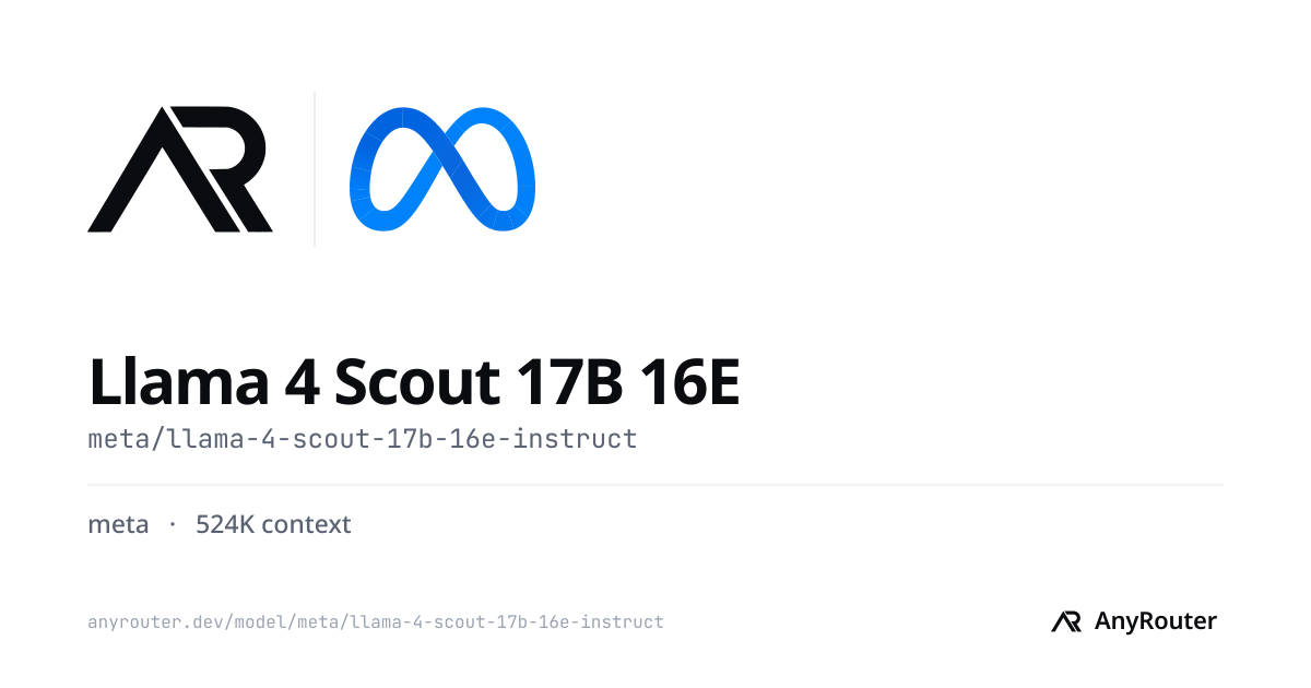 Llama 4 Scout 17B 16E share card