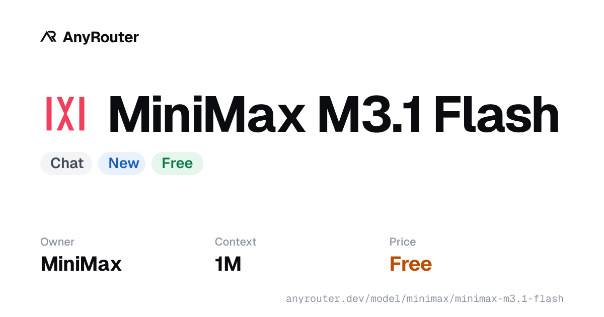 MiniMax M3.1 Flash share card