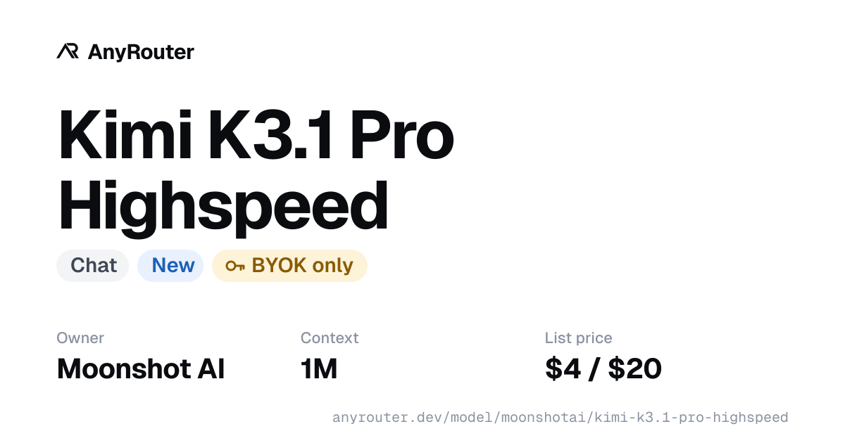 Kimi K3.1 Pro Highspeed share card