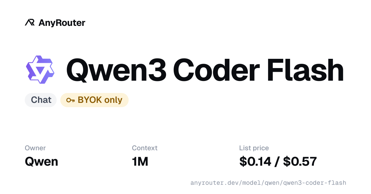 Qwen3 Coder Flash share card