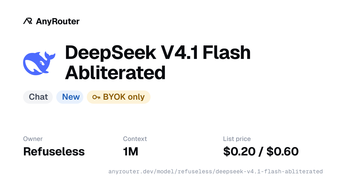 DeepSeek V4.1 Flash Abliterated share card