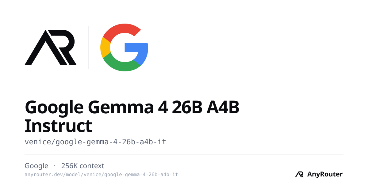 Google Gemma 4 26B A4B Instruct share card