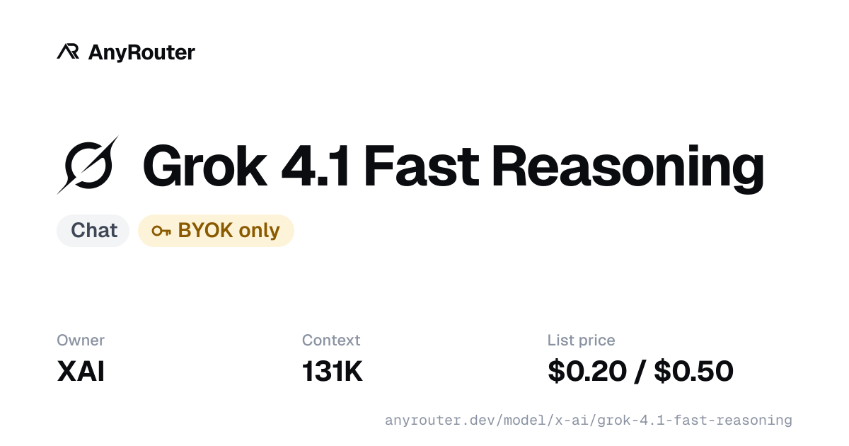 Grok 4.1 Fast Reasoning share card