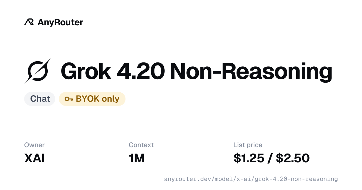Grok 4.20 Non-Reasoning share card
